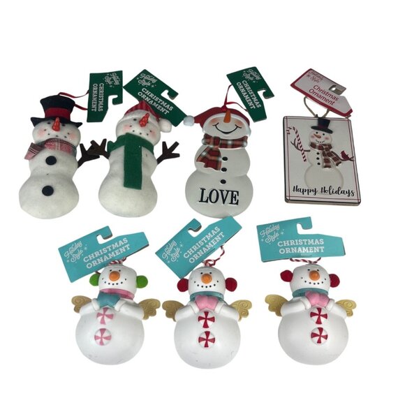 Holiday Style Set Of 7 Snowman Christmas Ornaments Assorted New - Picture 2 of 9